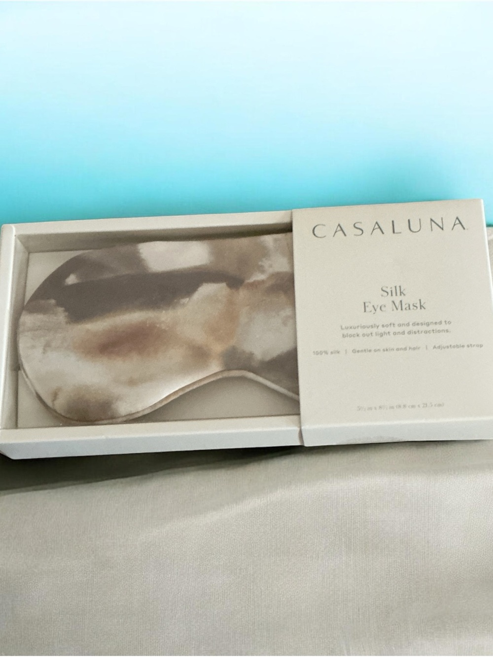 Casaluna Silk Eye Mask - Taupe and Cream Marble